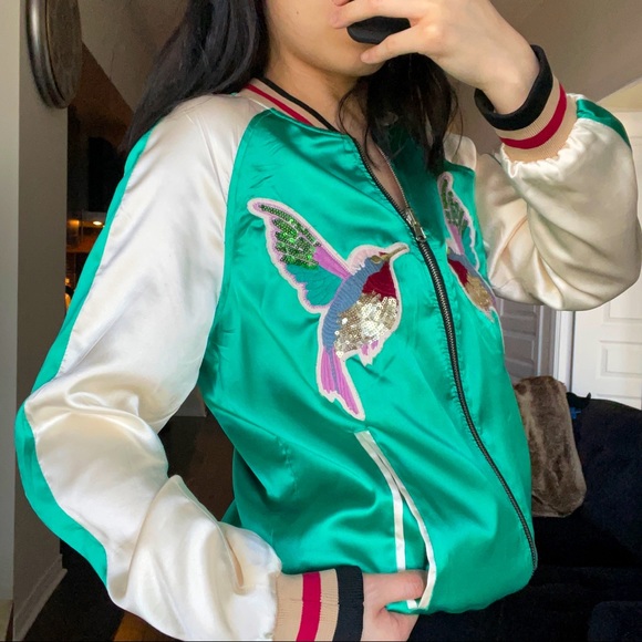 Reversible silky bomber jacket - Picture 1 of 10